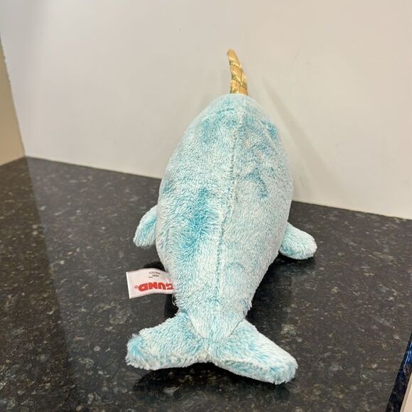 GUND Nori Narwhal Stuffed Animal Plush Whale Pastel Blue With Sparkling Horn 11” - Picture 4 of 7